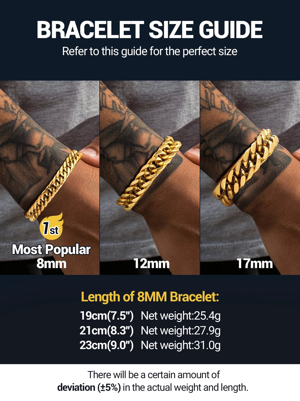 Men Stainless Steel 17Mm Cuban Chain Bracelets Chunky Franco Gold Plated Chain Bracelet 7.5 Inch Chains Jewelry Birthday Valentine Graduation Father Day Gifts