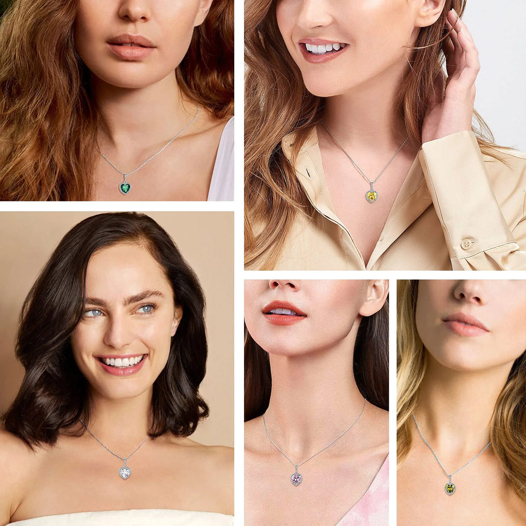 December Synthetic Turquoise Birthstone Necklaces Women Pure 925 Sterling Silver Love Heart Pendant Mother'S Day Gifts for Wife Mom Daughter