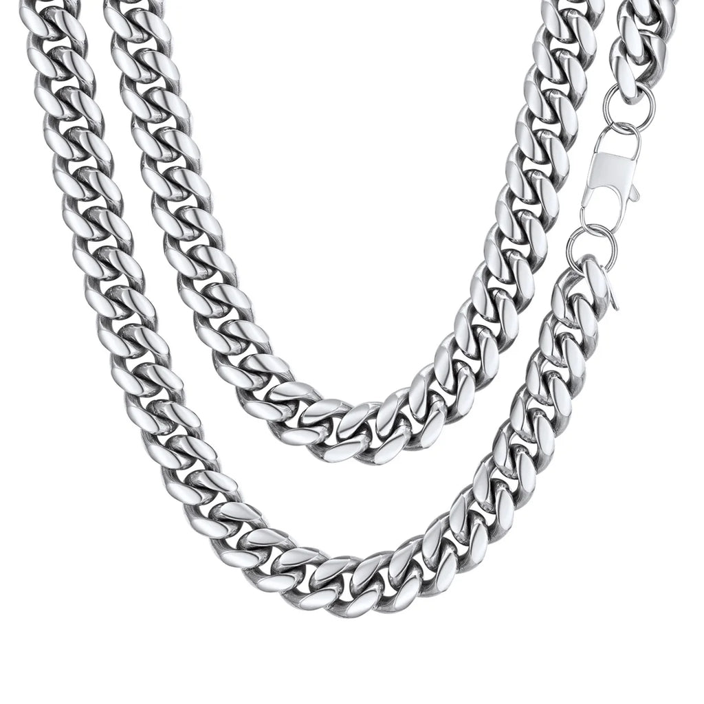 Hip Hop Men Necklaces Curb Cuban Chains 20Inch 10Mm Stainless Steel Chains Fathers Day Necklace Gift for Mens Dad Son
